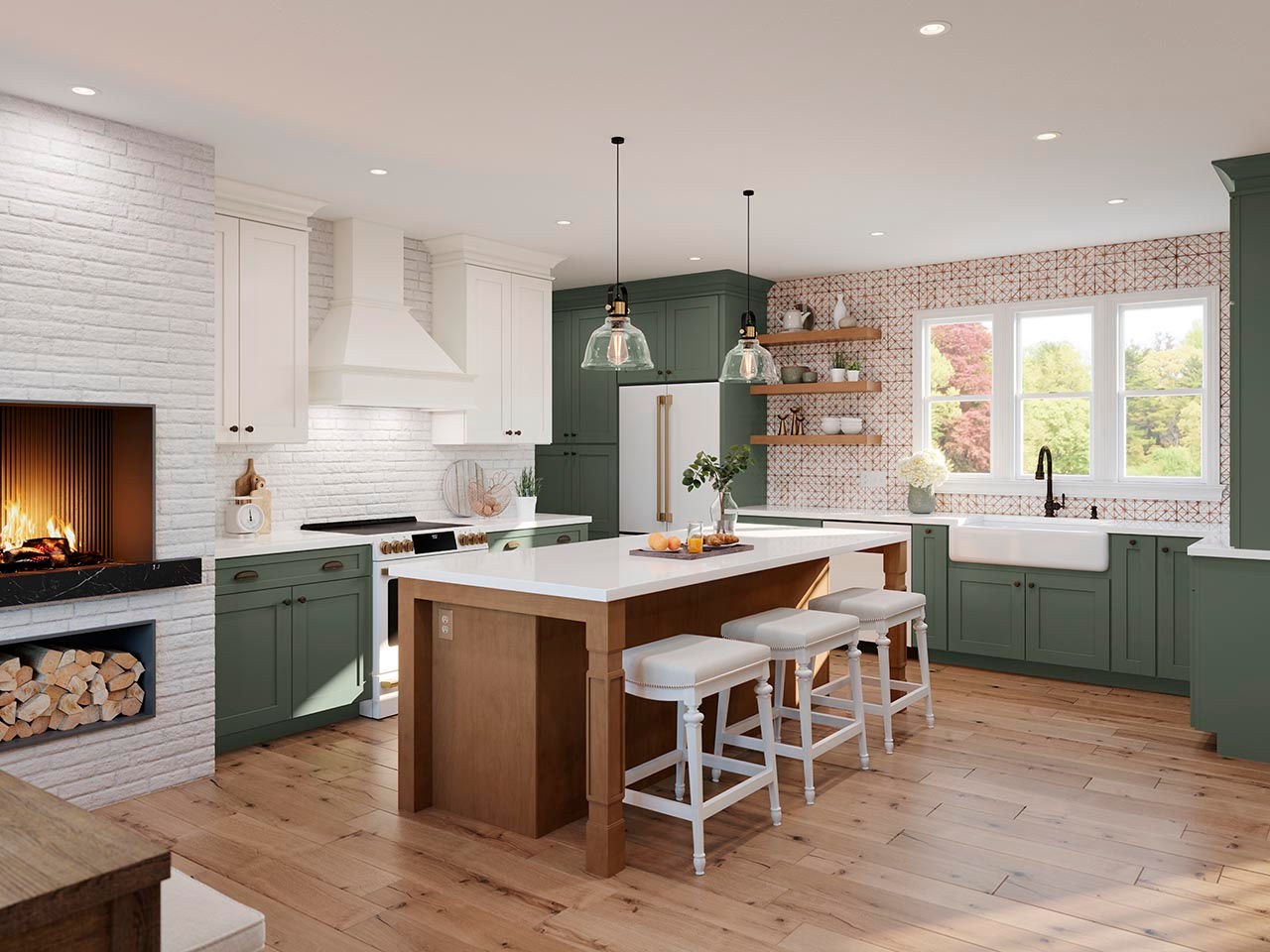 Tri-Tone Kitchen featuring sage 